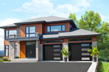 Maison avec 2 portes de garage de style contemporain